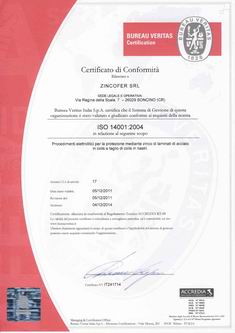 Zincofer S.r.l. - Certificato 14001