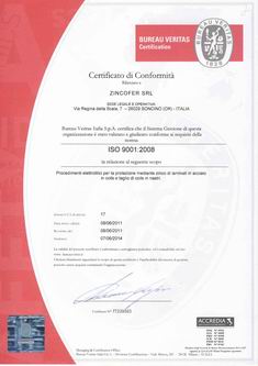 Zincofer S.r.l. - Certificato 9001